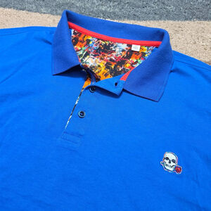 Robert Graham Polo Shirt Men's 4XL Blue Classic Fit Skull Rose Logo